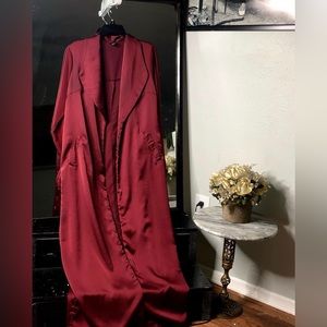 Burgundy duster.